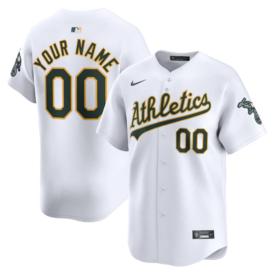 Men Oakland Athletics Nike White Home Limited Custom MLB Jersey->customized mlb jersey->Custom Jersey